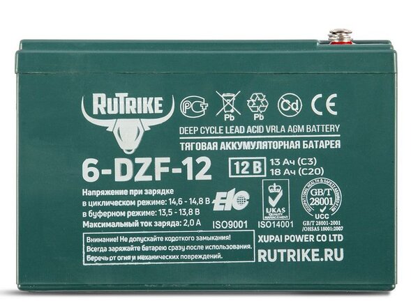 Тяговый аккумулятор RuTrike 6-DZF-12 (12V13A/H C3)